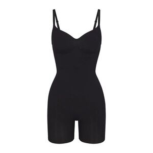 Skims Seamless Sculpt Mid Thigh Bodysuit Shapewear in Onyx Black Size XS